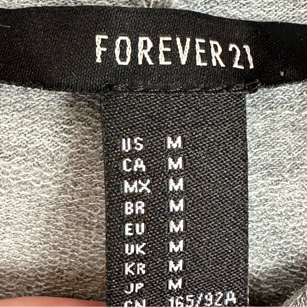 Forever 21 Gray Open Split Sleeve Lightweight Hoodie Medium Grunge Thrashed - Picture 2 of 8